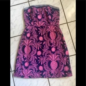 🍍🍍LILY PULITZER🍍🍍 Pink/Navy strapless Dress,8